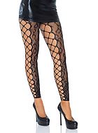Footless pantyhose, lacing, open crotch, leopard (pattern)